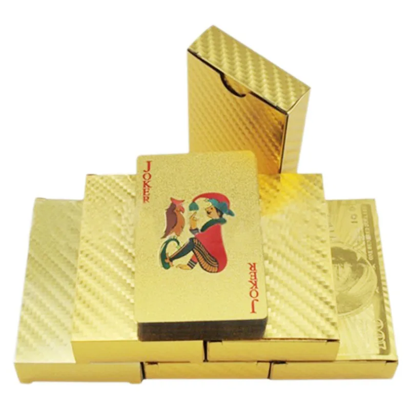 One Deck Gold Foil Poker Euros/Dollar Style Plastic Playing Cards Waterproof Gambling Board Game Accessories |