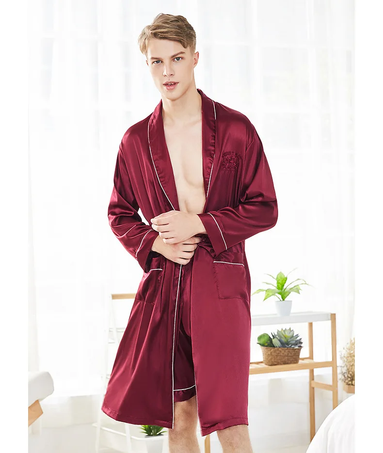 Men's pyjamas spring and summer single shorts pajama pants home wear Imitation silk pyjamas