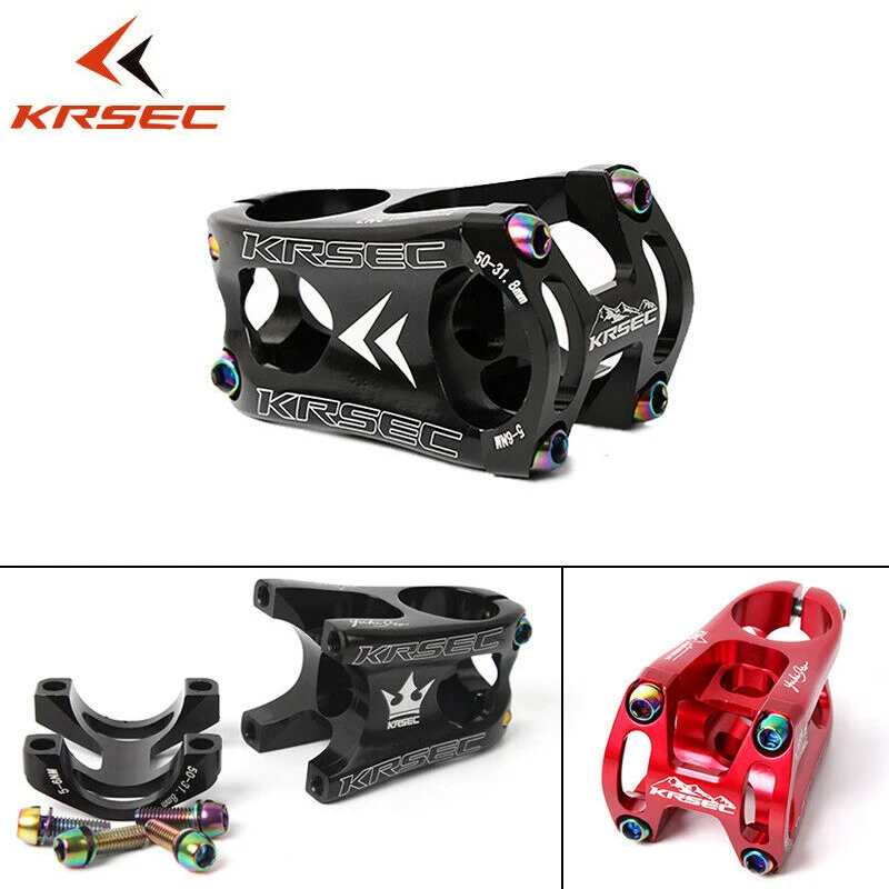 

KRSEC Short Stem 31.8*50mm Alunminum+Titanium-plated Screws MTB/XC/Road Bike Bar Stem Hollow Superlight Bicycle Accesorios