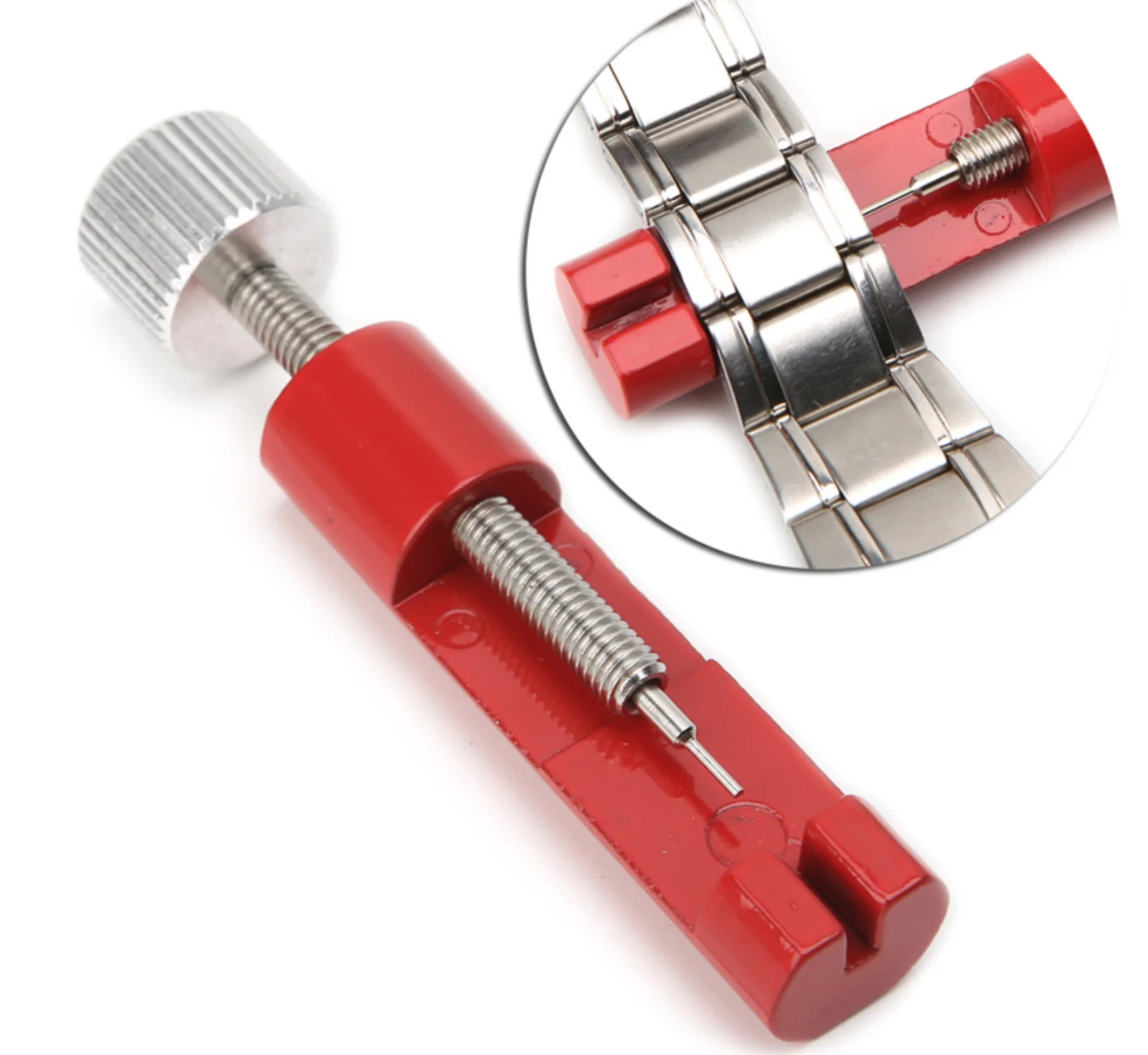 Red Metal Adjuster Watch Band Strap Bracelet Link Pins Remover Repair Tools Kit Red watch repair tools