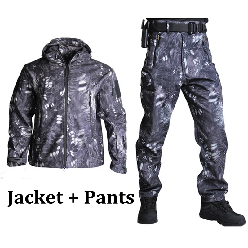 

Tactical Army Hunting Clothing Autumn Military Camouflage Jacket + Pants Multicam Men's Camo Fleece Windbreakers Set