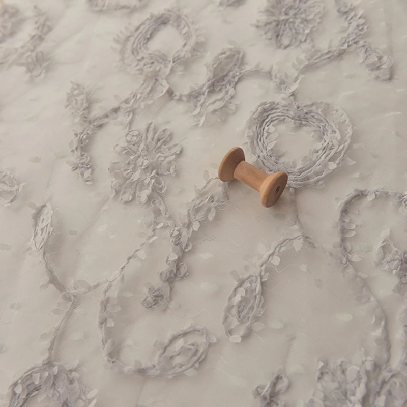 Красивая Серая вышитая Чистая Пряжа Оригинальная одежда платье han вуаль для костюма съемки фоновая ткань