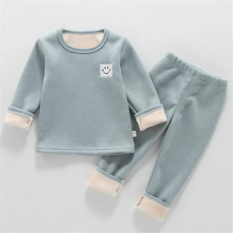 Теплые пижамные комплекты для мальчиков зимняя одежда для сна для девочек детское нижнее белье из плотного бархата с рисунком 1, 2, 3, 4, 5, 6, 7 лет
