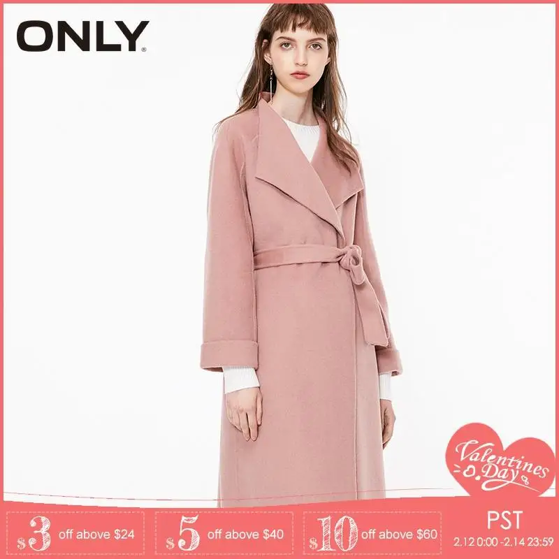 Goede Alleen Herfst Winter Losse Fit Mid Lengte Dubbele Geconfronteerd Kant Up Wollen Jas Overjas | 11834S522