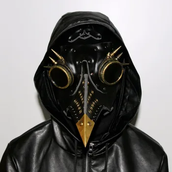 

cospaly Dr. Beulenpest Steampunk Plague Doctor Mask Beak Masks Steampunk Black PU Birds Halloween Art cosplay Carnaval Costume