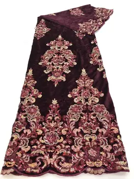 

Most Popular African Velvet Lace Fabric With Sequins Nigerian French Lace Fabrics 2020 High Quality Sequined For Wedding Dress