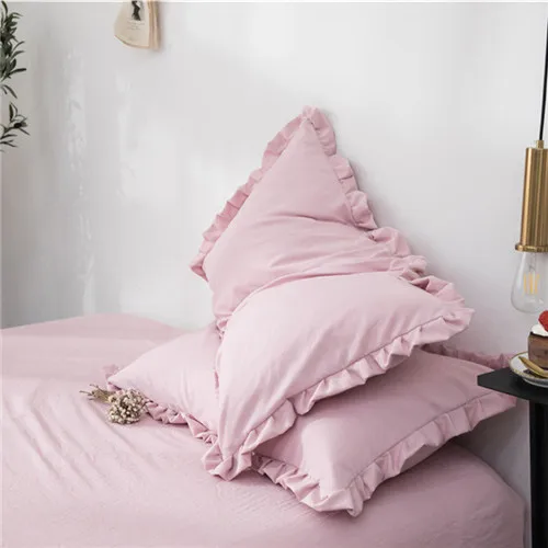 light pink 2 шт. наволочка для сна лист лотоса полиэстер и хлопок сплошной цвет наволочка 48*74 см Серый Синий Подушка для девочек чехол без подушки - Цвет: light pink