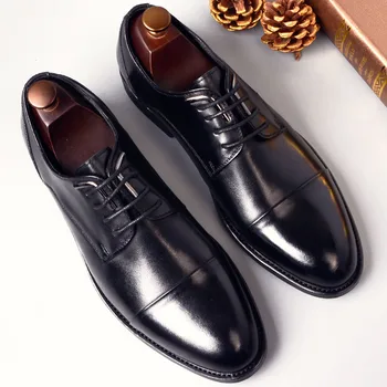 

Genuine Cow Leather Men Dress Shoes Wedding High Quality Classic Elegant Luxury Designer Male Formal Shoes Lace-up