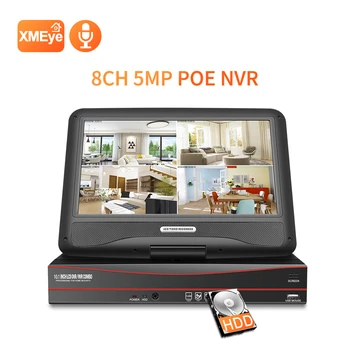 

Techage 8CH 1080P 10.1" LCD Monitor Screen 48V POE NVR P2P ONVIF Network Video Recorder for 2MP Security POE IP Camera