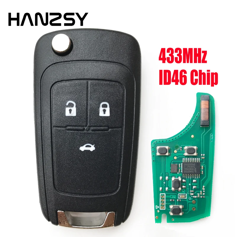 3 Buttons 433MHz Remote Key For Chevrolet Cruze Malibu Aveo Spark Sail Car Flip Folding Key with ID46 Chip Uncut HU100 Blade