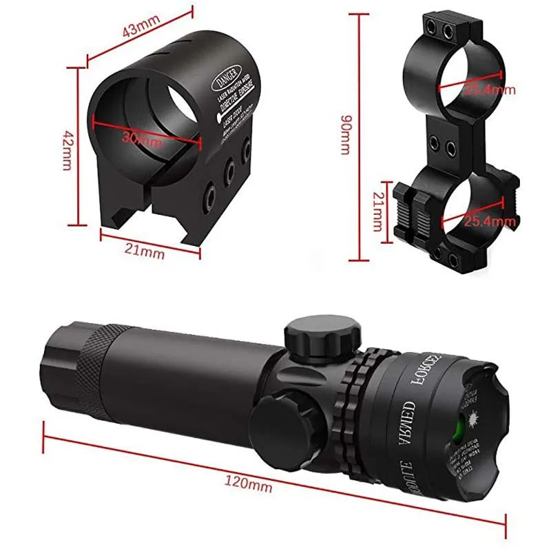 Mira telescópica Universal con puntero láser verde, táctica con soporte para Airsoft, linterna láser para caza, Riel de - Hilosyanzuelos