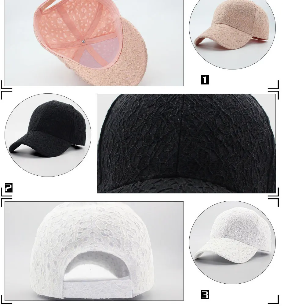 Женская летняя кепка-бейсболка кружевная тонкая бейсболка Snapback бейсболка s для женщин Спорт на открытом воздухе береты-кепки женская шапка