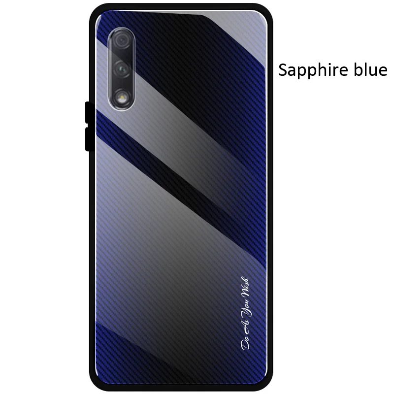 Sapphire blue Чехол из закаленного стекла с градиентом из углеродного волокна для huawei P Smart Pro Y9S - Цвет: Sapphire blue