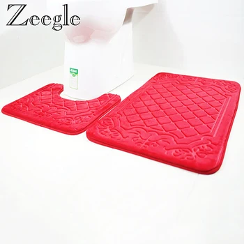 

Zeegle 2pcs Bath Mat Memory Foam Bathroom Carpet Non Slip Rug For Toilet Home Decor U-shaped Bathroom Mat Set Floor Mat