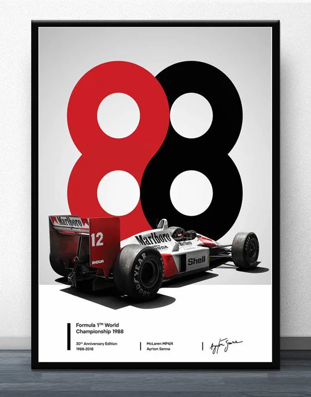 Плакат и принты популярный Айртон Сенна F1 формула макларена чемпион мира