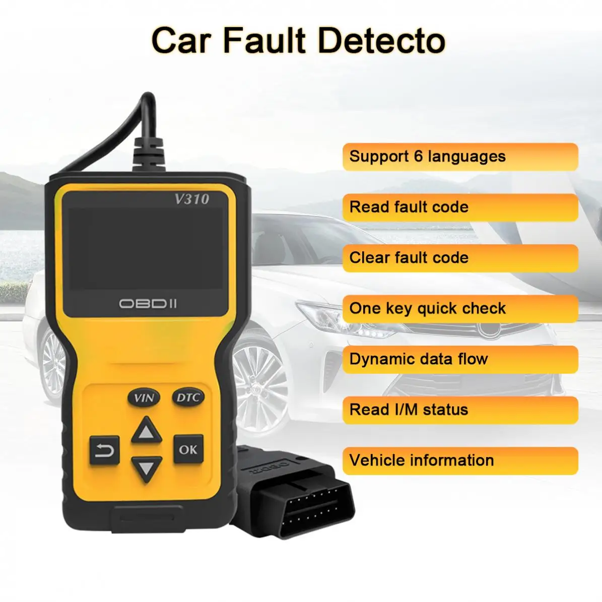 V310 OBDII 9 V-16 V 16 Pin мульти-языки ручной Универсальный Автомобильный Диагностический Сканер Поддержка очистить код ошибки