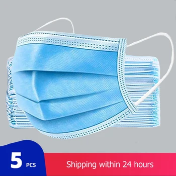 

50PCS Disposable Filter Masks Classic 3 Ply Earloo Breathability Protection Cover Blue Block Dust Cough Sneeze Splatter 2038