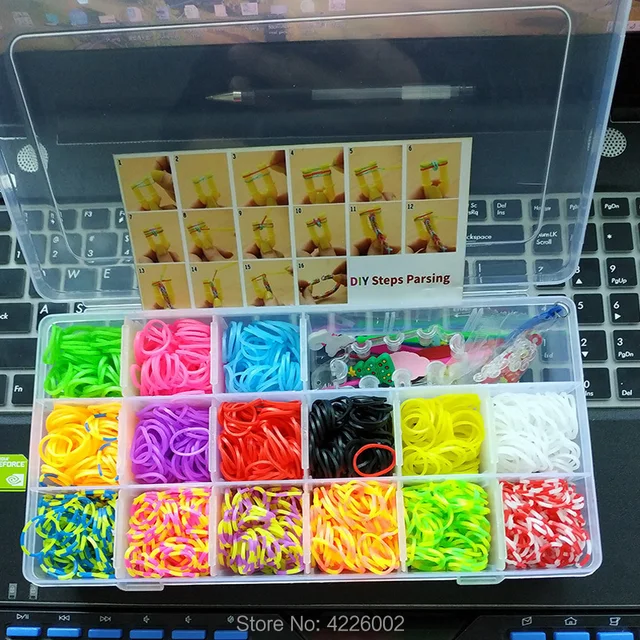 Elastic Rubber Loom Bands DIY Tool Set Box Weave Gum Make Bracelet Handicraft Kit Girl Gift  Kids Toys for Children 7 8 10 Years 6