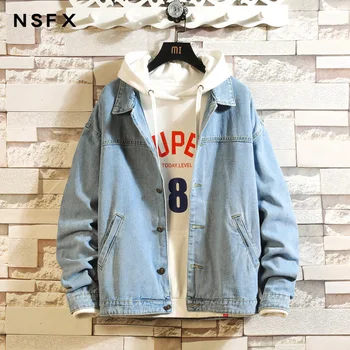

2020 Men'S Wear Joint Cowboy Jacket Teenager Light Blue Cotton Loose Casual Versatile Denim Jacket