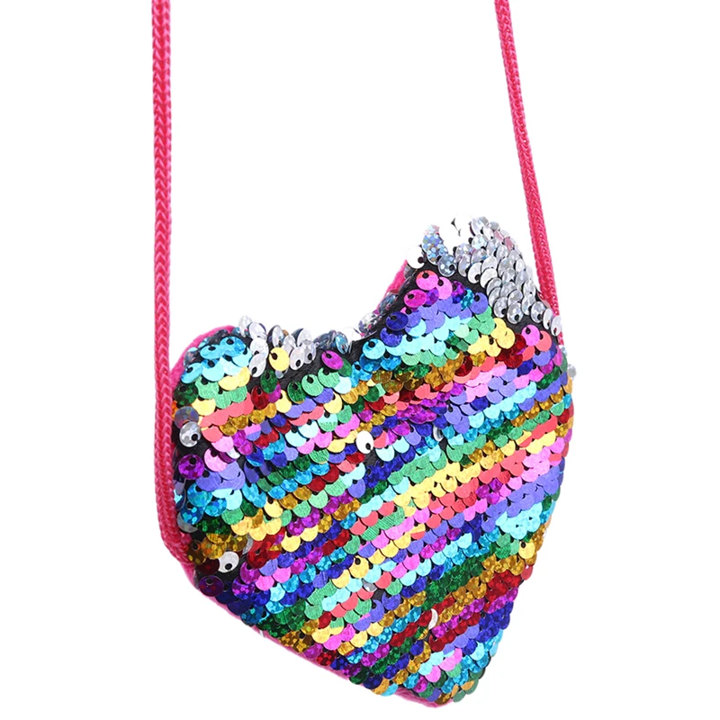 Sequins Loving Heart Kids Coin Bag Shoulder Girls Mini Messenger Bag Small Coin Purse Children Handbags Sequins Loving Heart Kids Coin Bag Shoulder Girls Mini Messenger Bag Small Coin Purse Children Handbags