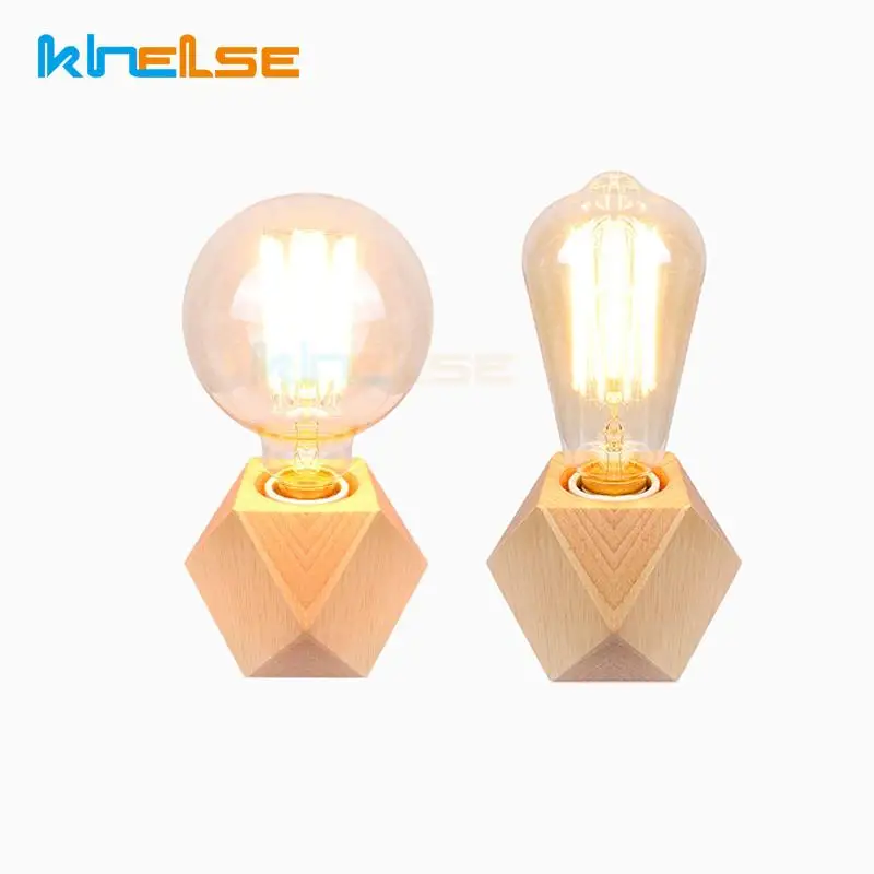 

Nordic Wooden Base E27 85-260V LED Dimmable Desk Lamp Simple Creative Mini Reading Table Light With Button/Dimmer Switch Bulb
