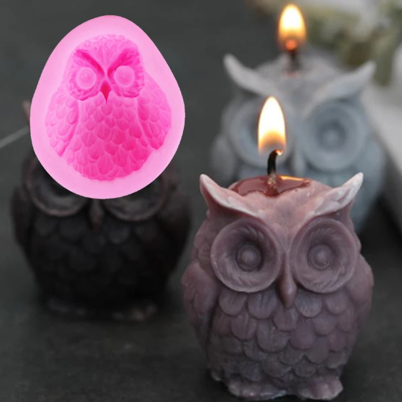 

3D Owl Candle Mold Handmade DIY Wax Flower Soap Silicone Mould Mousse Chocolate Cake Gumpaste Ice Ceram Chocolate Sugar F1061