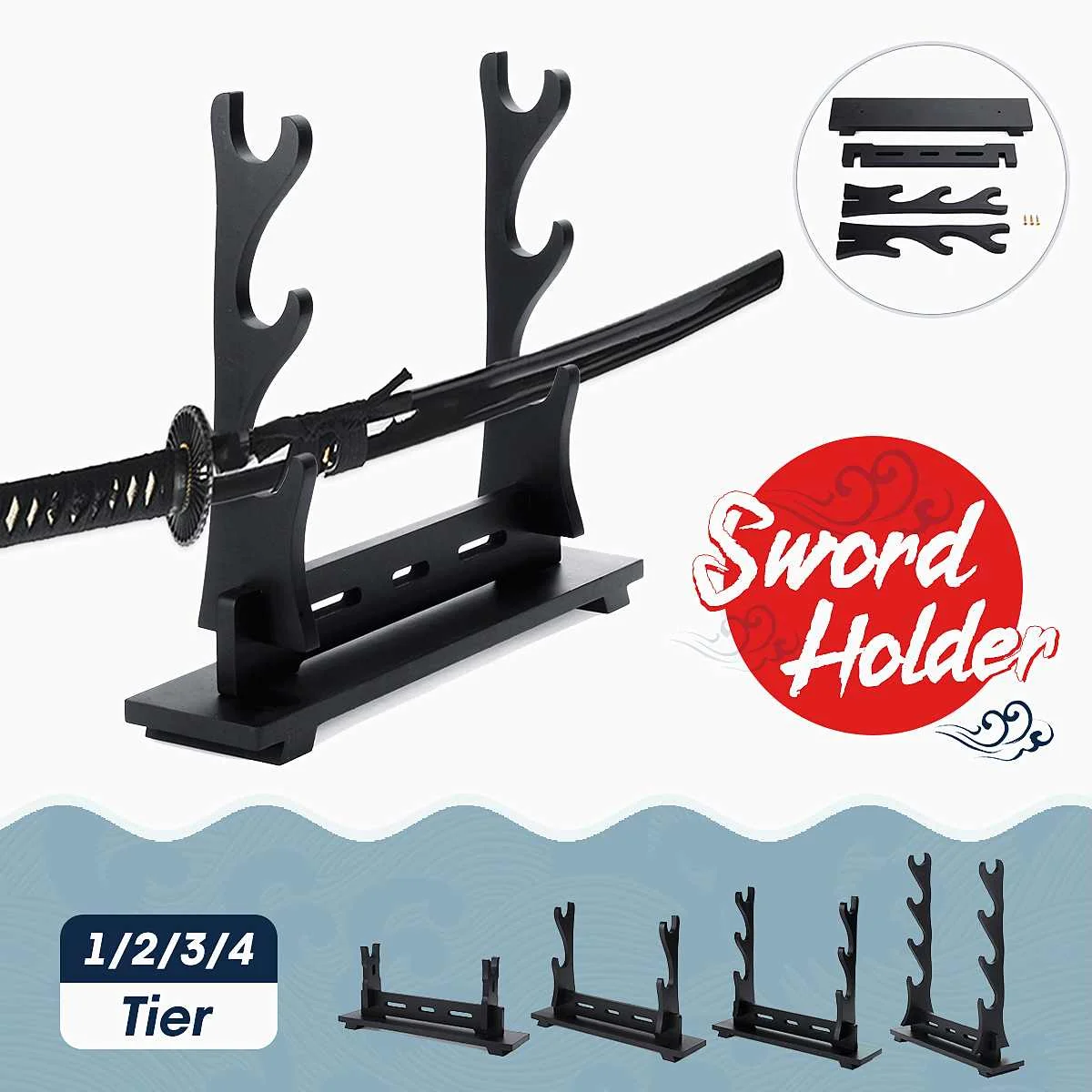 

1/2/3/4 Tier Katana Samurai Sword Holder Universal Storage Organizer Bracket Hanger Display Stand Wall Bracket Home Decoration