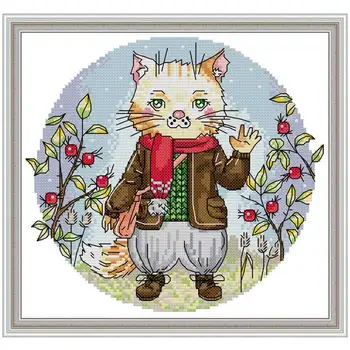 

Mr.cat animals counted printed on the canvas 11CT 14CT DIY kit Chinese Cross Stitch embroidery needlework Sets home decor