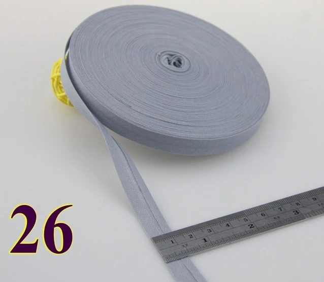 12 мм(1/") одноцветная узкая проглаженная хлопковая косая лента для переплетения скатерти для одежды, стеганое одеяло, аксессуары для шитья - Цвет: 26