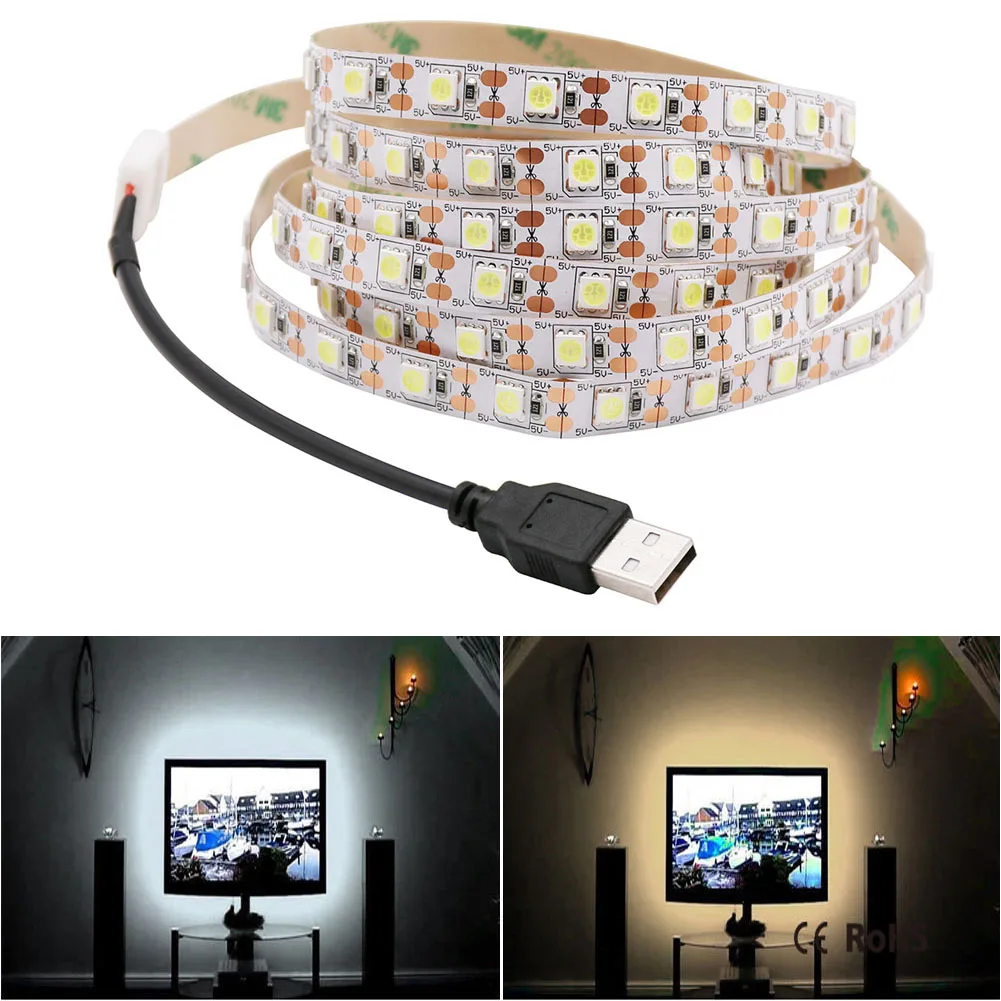 Светодиодная лента с питанием от Usb 5050 в пост. Тока гибкая светодиодная