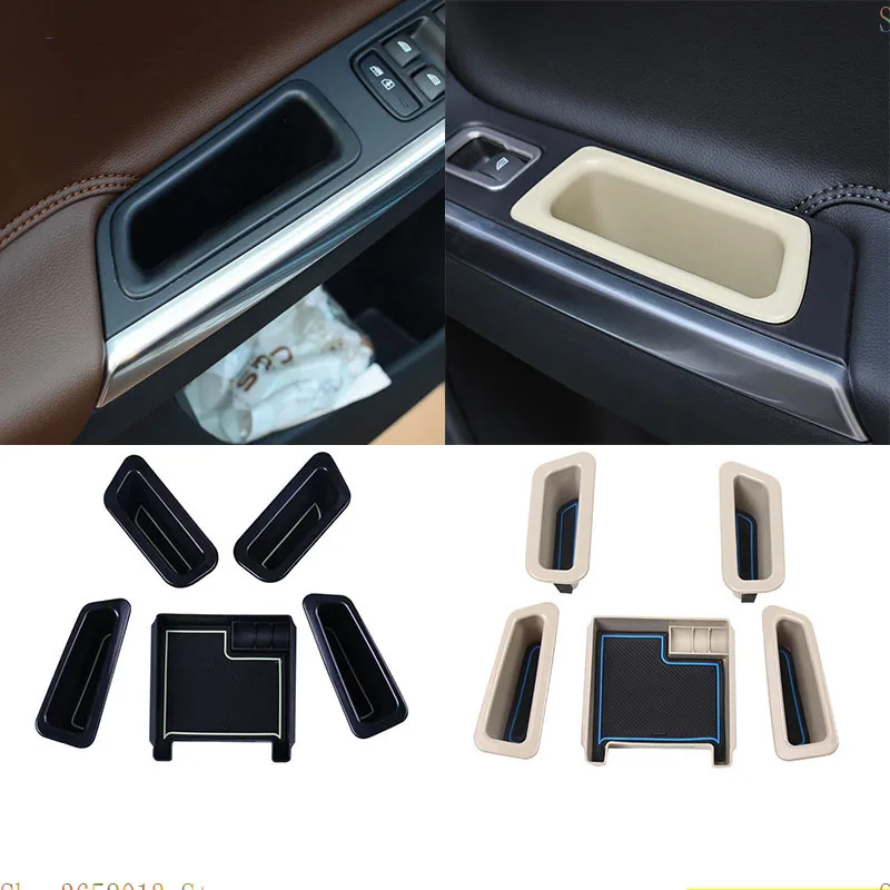 

5pcs For Volvo XC60 2014-2017 Interior Door Glove Slot+Inner Armrest Storage Box Container Holder Organiser Bin Tray