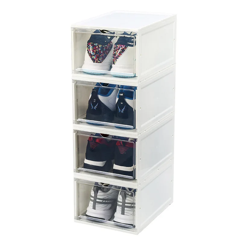Прозрачная пластиковая коробка для хранения обуви Съемная складная коробка-раскладушка для обуви утолщенная коробка для хранения артефакт Пылезащитная коробка для обуви оптом