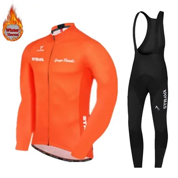 

Winter thermal fleece cycling jersey 2018 STRAVA Riding sport wear mtb bike winter cycling clothing men pro team jerseys