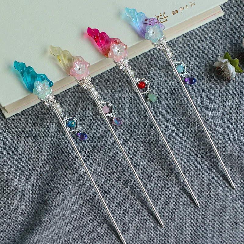 Античный Kanzashi заколка для волос Китайская шпилька кисточка Шпилька, которая сотрясается при ходьбе головной убор Hanfu аксессуары для волос ручной работы украшения для волос Косплей