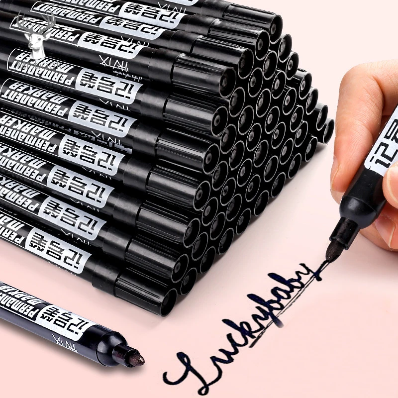 Marcador permanente de pintura grasa impermeable negro pluma para neumático de marcadores de secado rápido bolígrafo de firma de papelería suministros