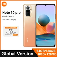 Global Version Xiaomi Redmi Note 10 Pro 6GB 64GB / 128GB Smartphone 108MP Camera Snapdragon 732G 120Hz AMOLED Display 33W Fast