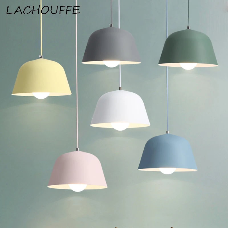 

Nordic Macaron Led Pendant lamp Modern Iron Vintage Hanging Light Fixtures for Bedroom Living Room Kitchen Home Decor Luminaire