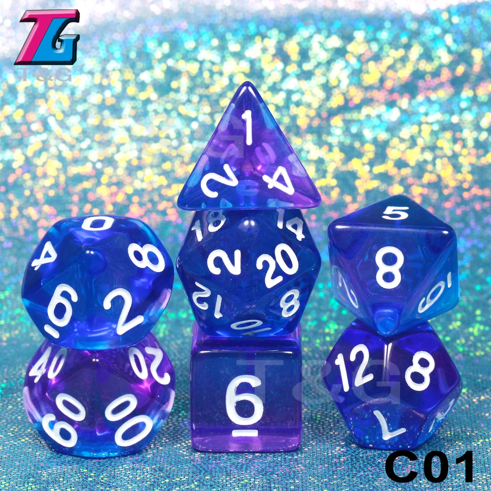 7 шт./компл. многогранные TRPG игры для подземелий драконов непрозрачные D4-D20 многогранные кости Поп для настольной игры