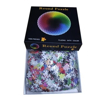 

Teenagers Adults Papery Educational Stress-Relief Tool 1000 Pieces Rounded Multicolor Rainbow Puzzle