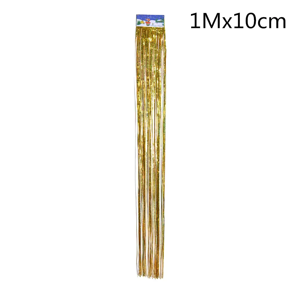 1Mx10cm Gold 1 м 2 м цветные металлические блестки из фольги, бахрома, занавеска, украшение на день рождения, свадебная фотография, фон, занавеска, реквизит для фотографий - Цвет: 1Mx10cm Gold