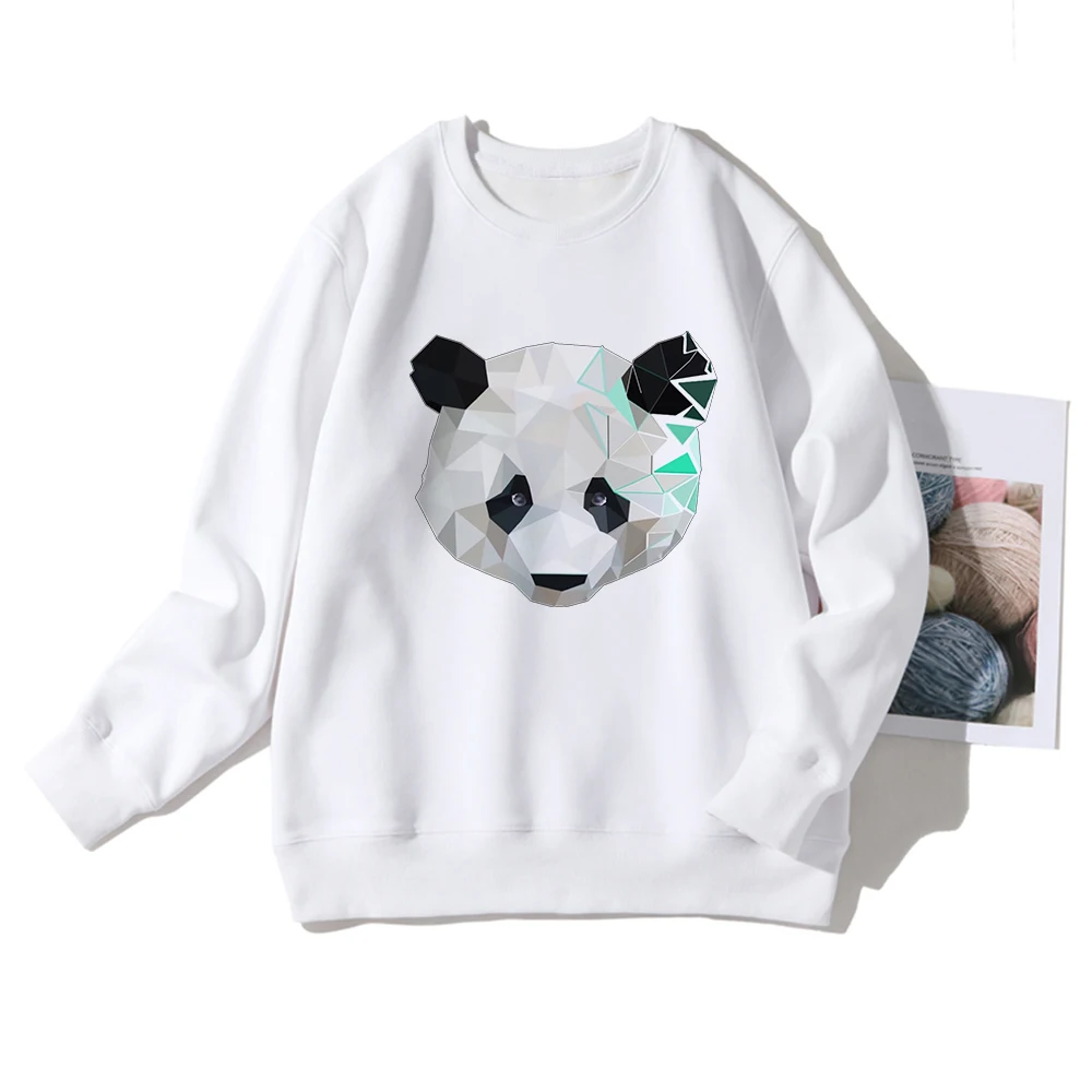 

China Cute Panda Crystal Print Womens Hoodies Pullover High Quality Personality Versatile Autumn Sweatshirt Crewneck