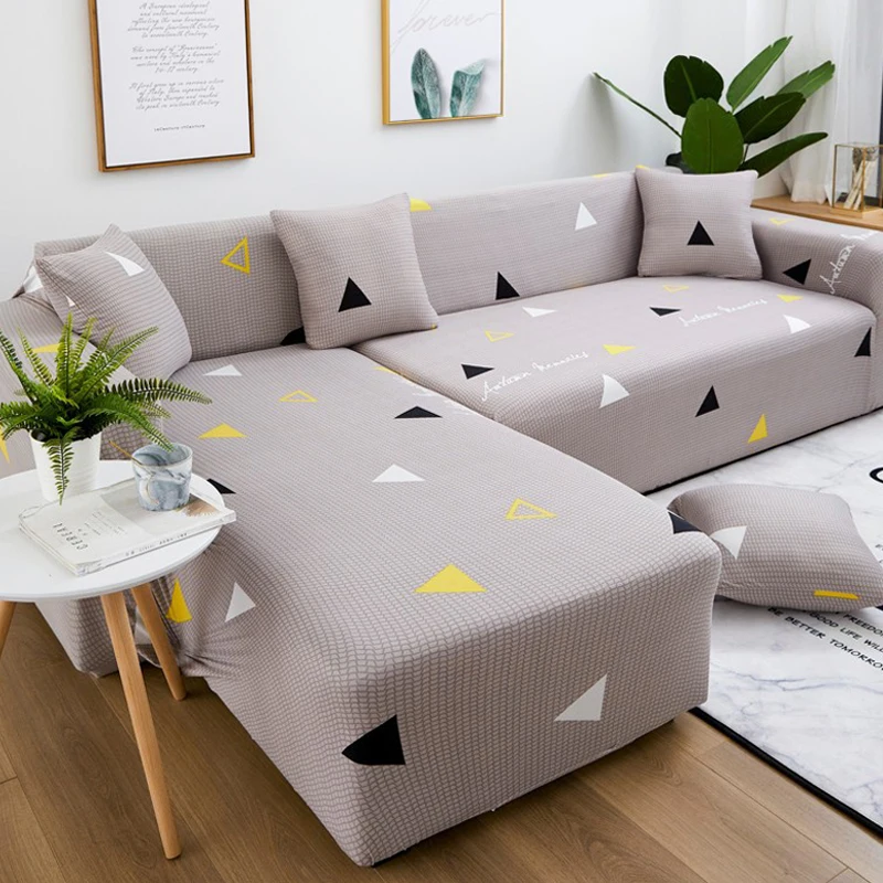 L-Shaped Sofa Cover Corner Sofa Slipcovers Elastic Chaise Cover 1/2/3/4 Seater Stretch Sectional Couch Armchair Cover Protector