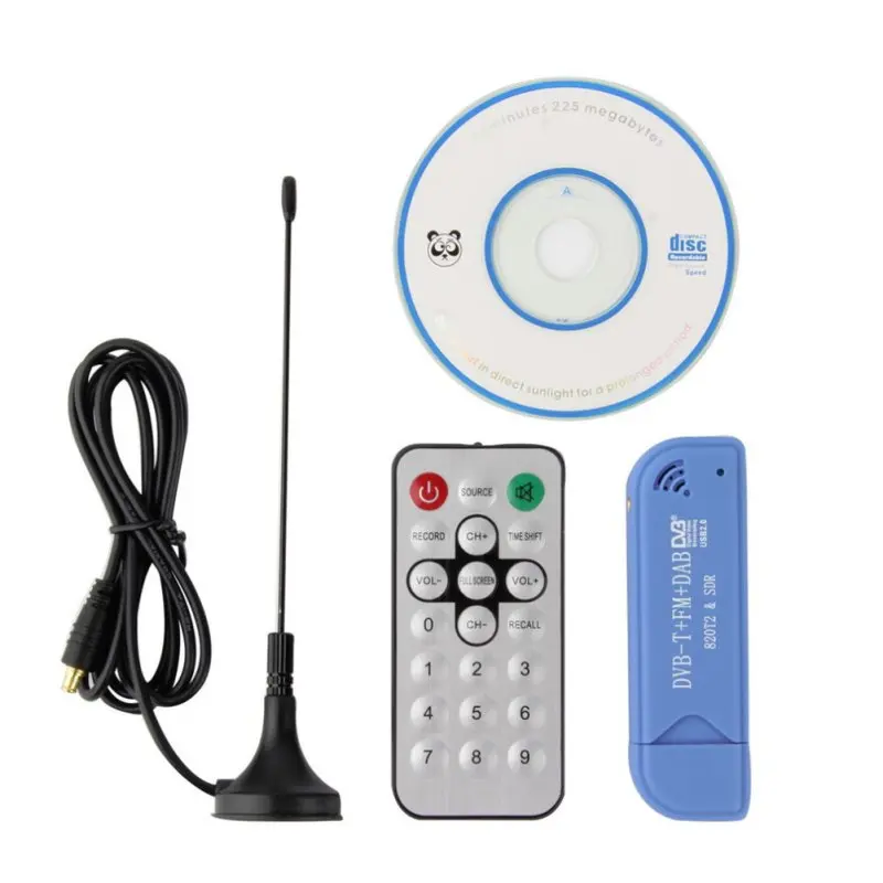 USB 2,0 цифровой спутниковый DVB t2 usb ТВ-палка тюнер с антенной пульт HD ТВ-приемник для DVB-T RTL2832U+ R820T2 SDR ТВ-палка