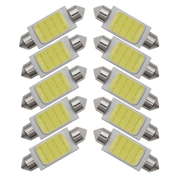 

10pc Festoon COB 31mm 36mm 39mm 42mm LED Bulb 12 Chips C5W DC12V White Color Car Dome Light Auto Interior Lamp 12v Car Styling