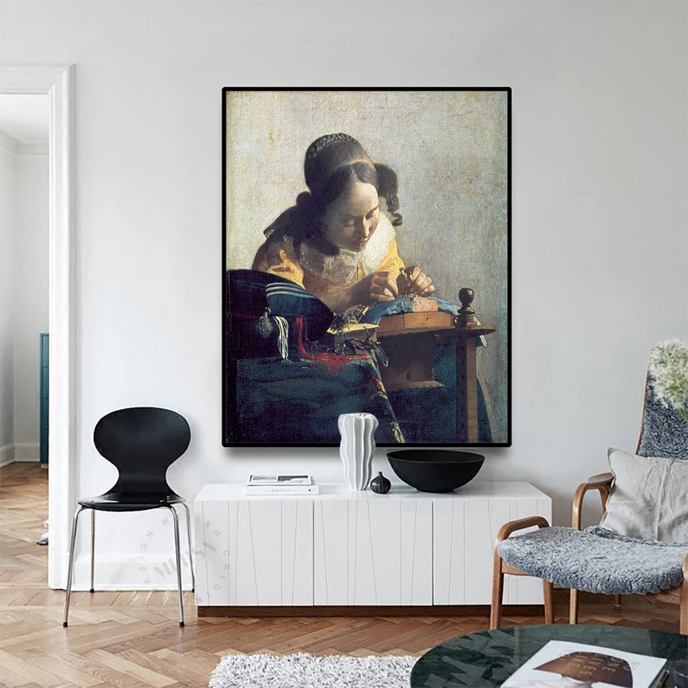 

Cassisy Canvas Art Oil PaintingThe LacemakerJohannes·Vermeer Art Poster Picture Wall Decor Modern Home Living room Decoration