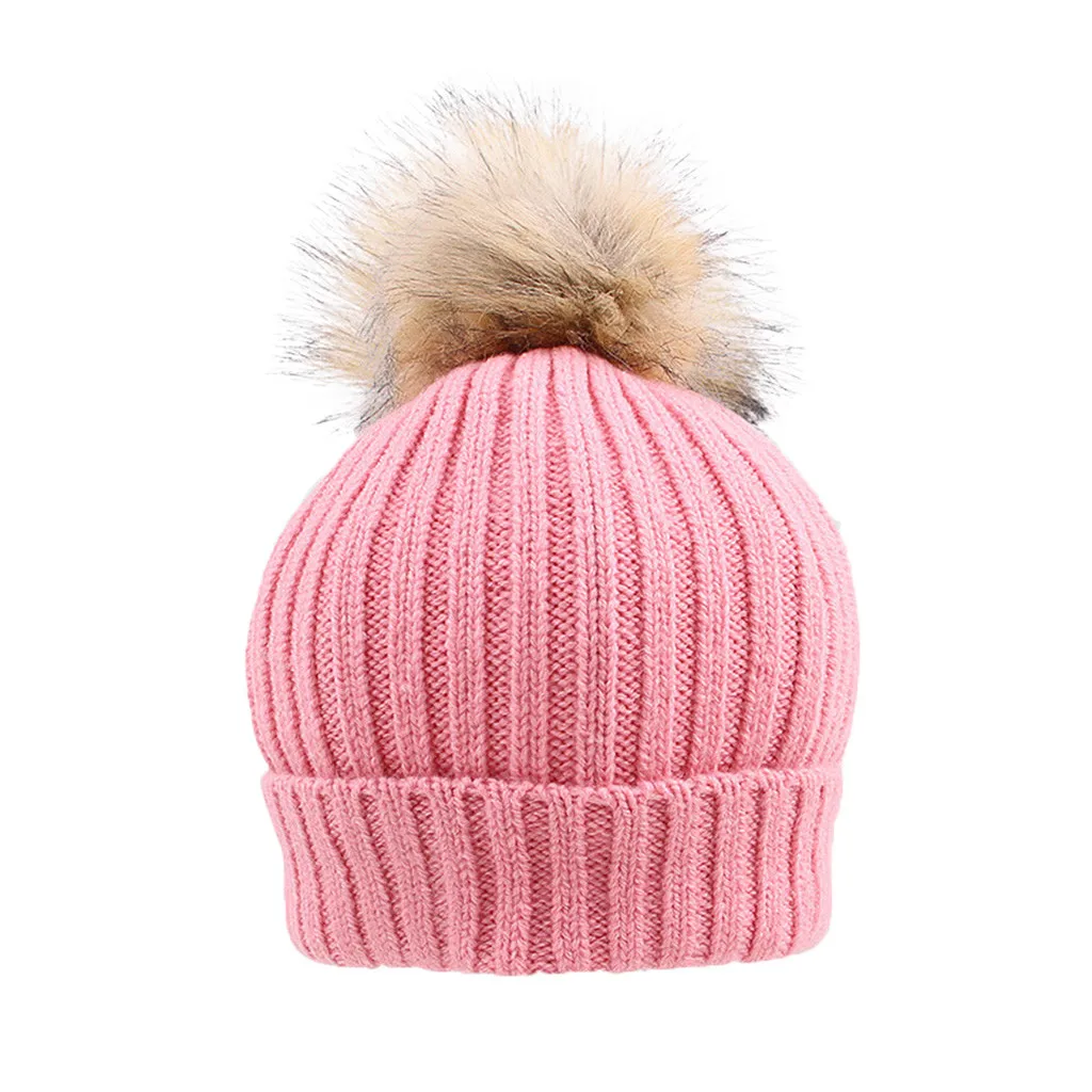 Beanie Hat baby зимняя теплая Кепки Шапки для новорожденных, младенцев, для маленьких мальчиков и девочек Вязаный Свитер вязаная шерстяная шапка бини с помпонами Теплая Зимняя кепка