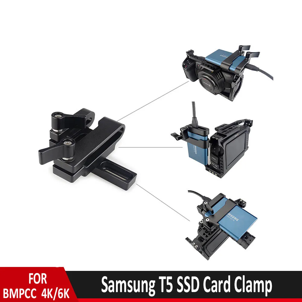 

MAGICRIG Mount for Samsung T5 SSD Card Clamp with USB-C Cable Clamp Compatible With MAGICRIG Camera Cage for BMPCC 4K/6K Camera