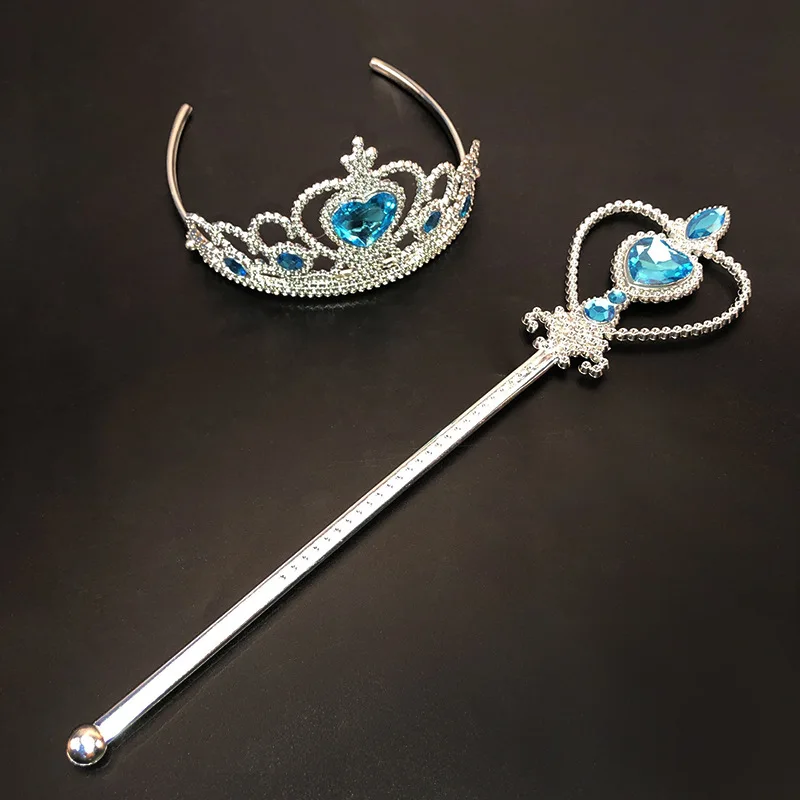Diadema de juguete de corona de princesa para niñas, varita mágica azul cielo, accesorios de vestido, 2 uds.