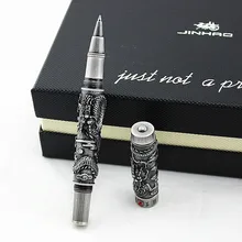 Jinhao винтажная Роскошная Ручка-роллер двойной играющий Дракон жемчуг, древний серый металл резьба тиснение Тяжелая Ручка Коллекция
