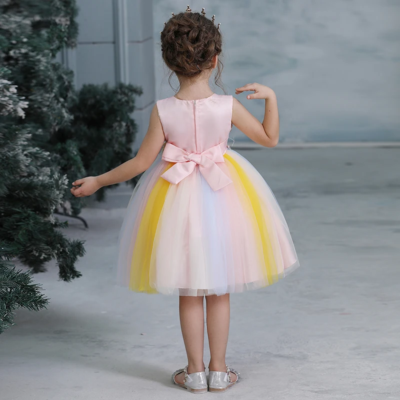 Красное рождественское праздничное платье для девочек; детское платье с цветочным узором для девочек; платье-пачка для дня рождения; свадебное платье; элегантная детская одежда принцессы; Vestidos